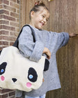 OYOY Mini Darling Panda Tote Bag in soft recycled fleece with embroidered panda face