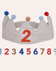 OYOY Mini Magic Birthday Crown in organic cotton with interchangeable birthday numbers