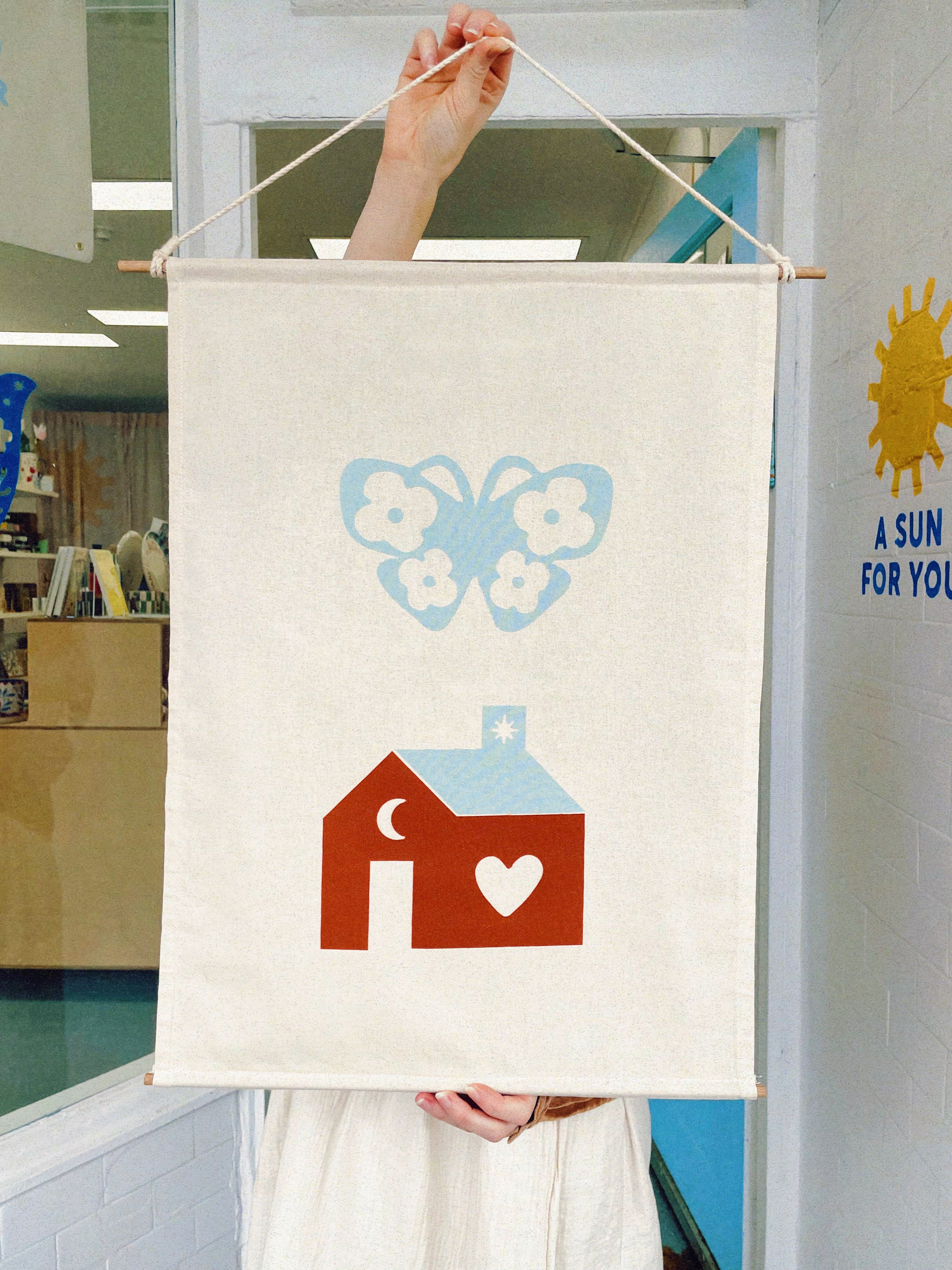 Butterfly House -  Fabric Wall Hanging