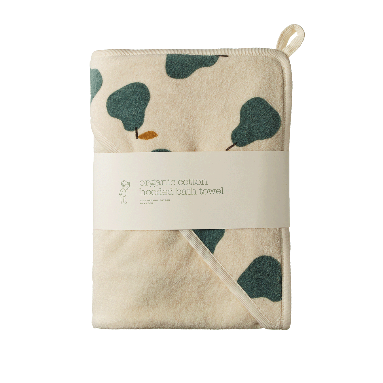 Organic Cotton Hooded Towel - Pear Print