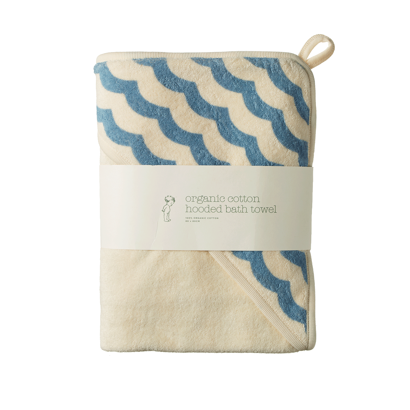 Organic Cotton Hooded Towel - Waves Print