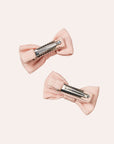 Small Bow Hair Clips (2 pack) - Rose Dust Crinkle