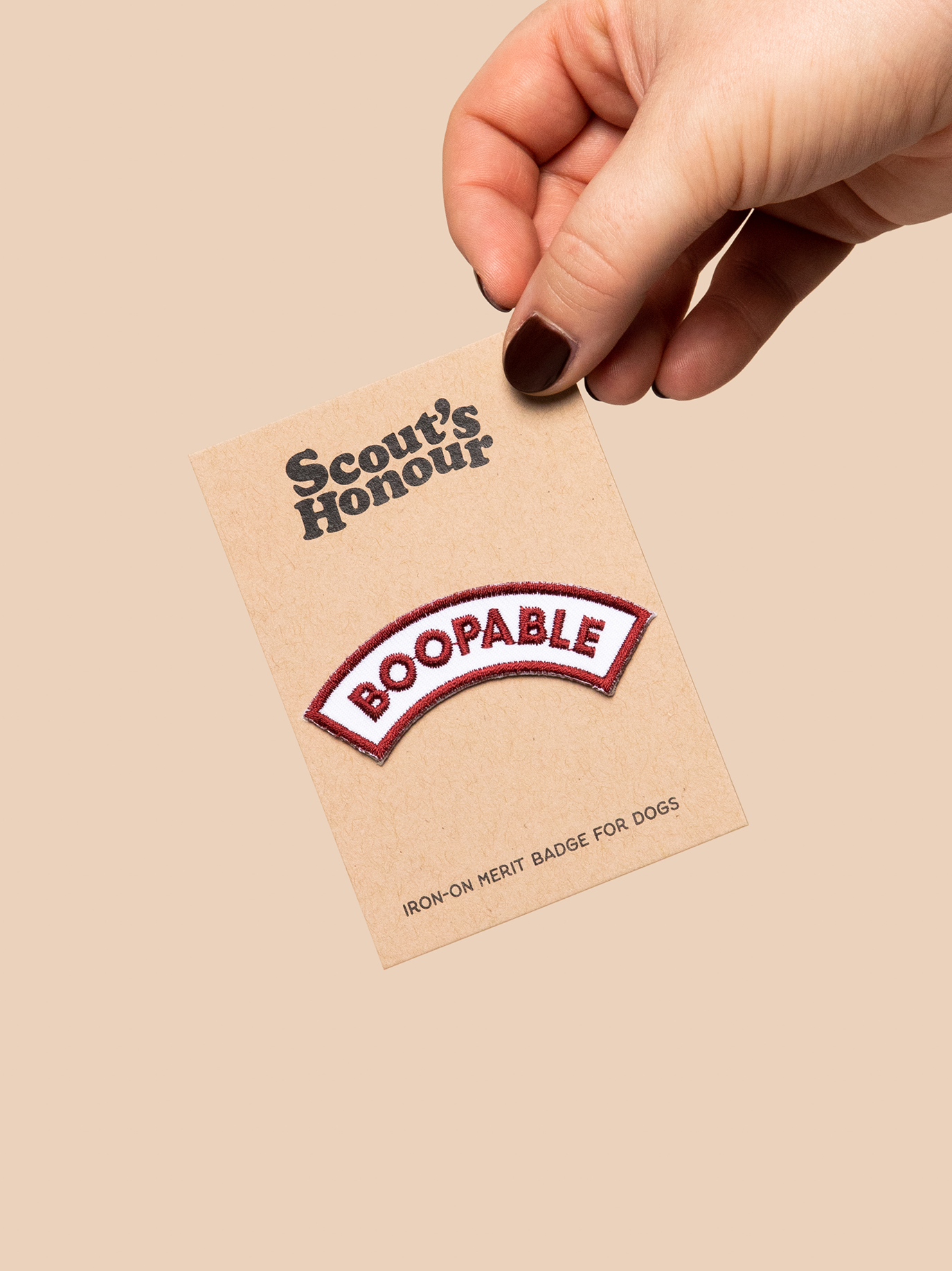 Boopable iron-on patch for dogs