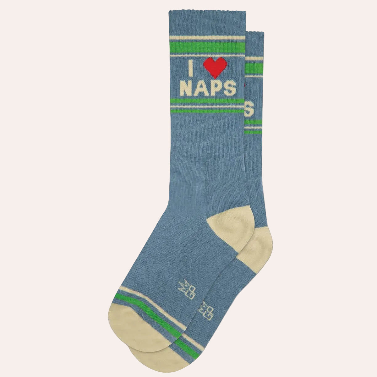 Shop I Love Naps Gym Crew Socks by Gumball Poodle. A funny gift for nap lovers, cosy homebodies and tired friends from Thinkers &amp; Makers, a Melbourne gift shop with free gift wrapping.