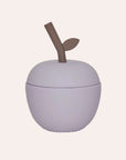 OYOY Mini Apple Cup in Lavender silicone with built-in straw lid