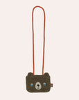 OYOY Mini Darling Bear Shoulder Bag in soft recycled fleece with embroidered bear face