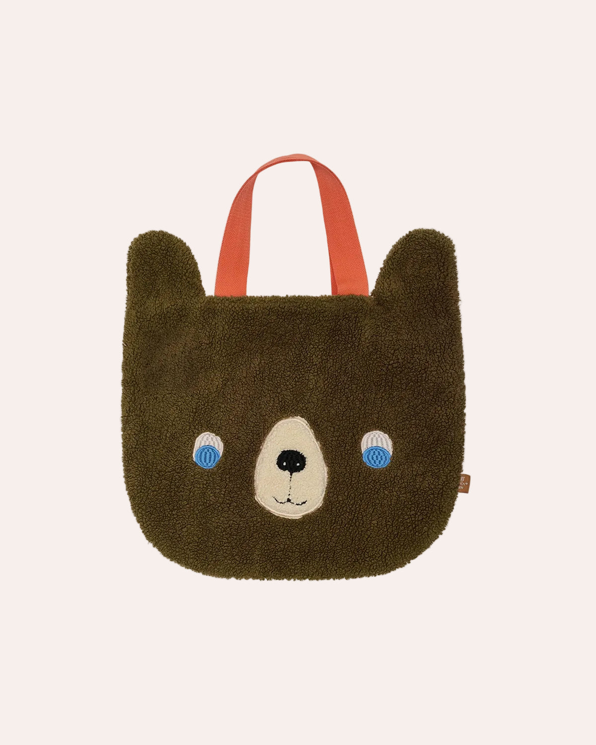 OYOY Mini Darling Bear Tote Bag in soft recycled fleece with embroidered bear face