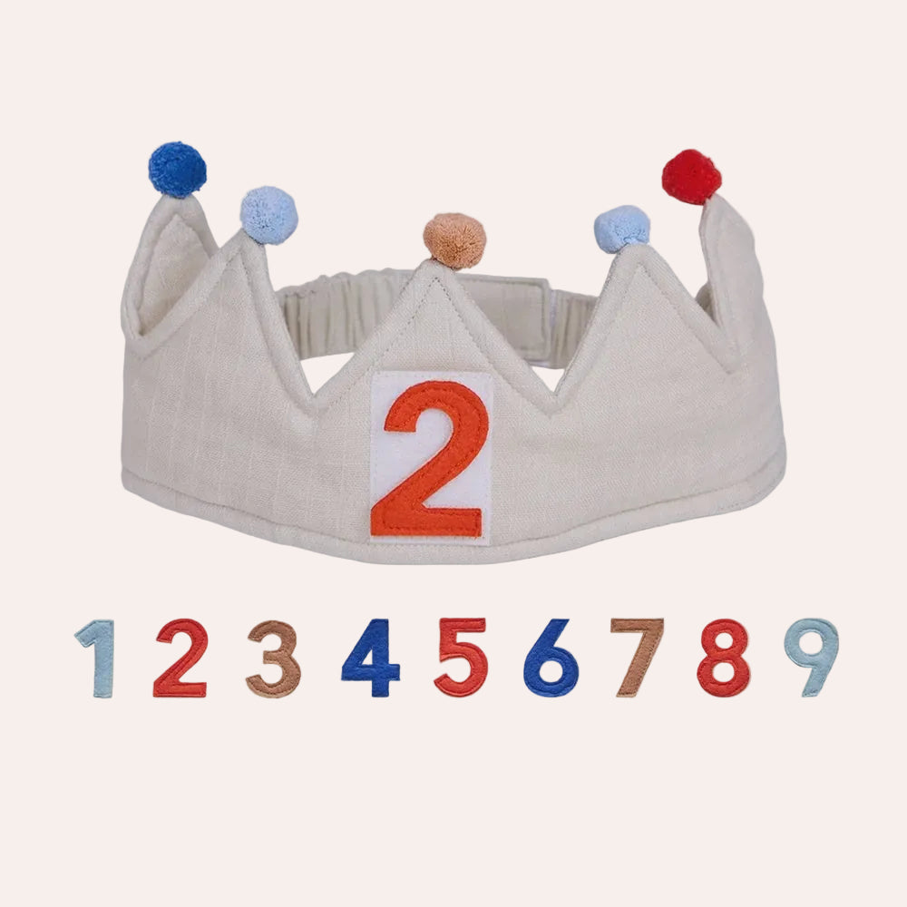 OYOY Mini Magic Birthday Crown in organic cotton with interchangeable birthday numbers