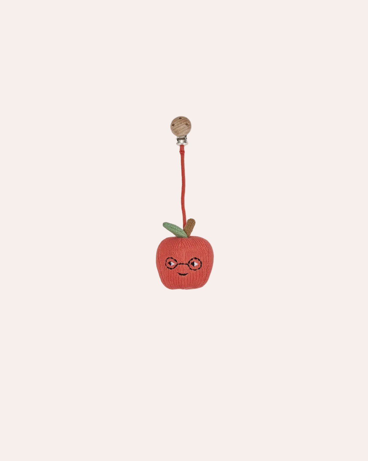 OYOY Mini Yummy Apple Pram Toy Clip in knitted OEKO-TEX cotton