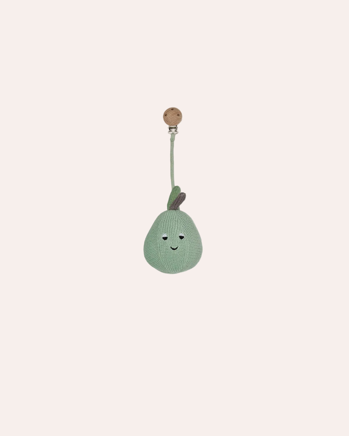 OYOY Mini Yummy Pear Pram Toy Clip in knitted OEKO-TEX cotton