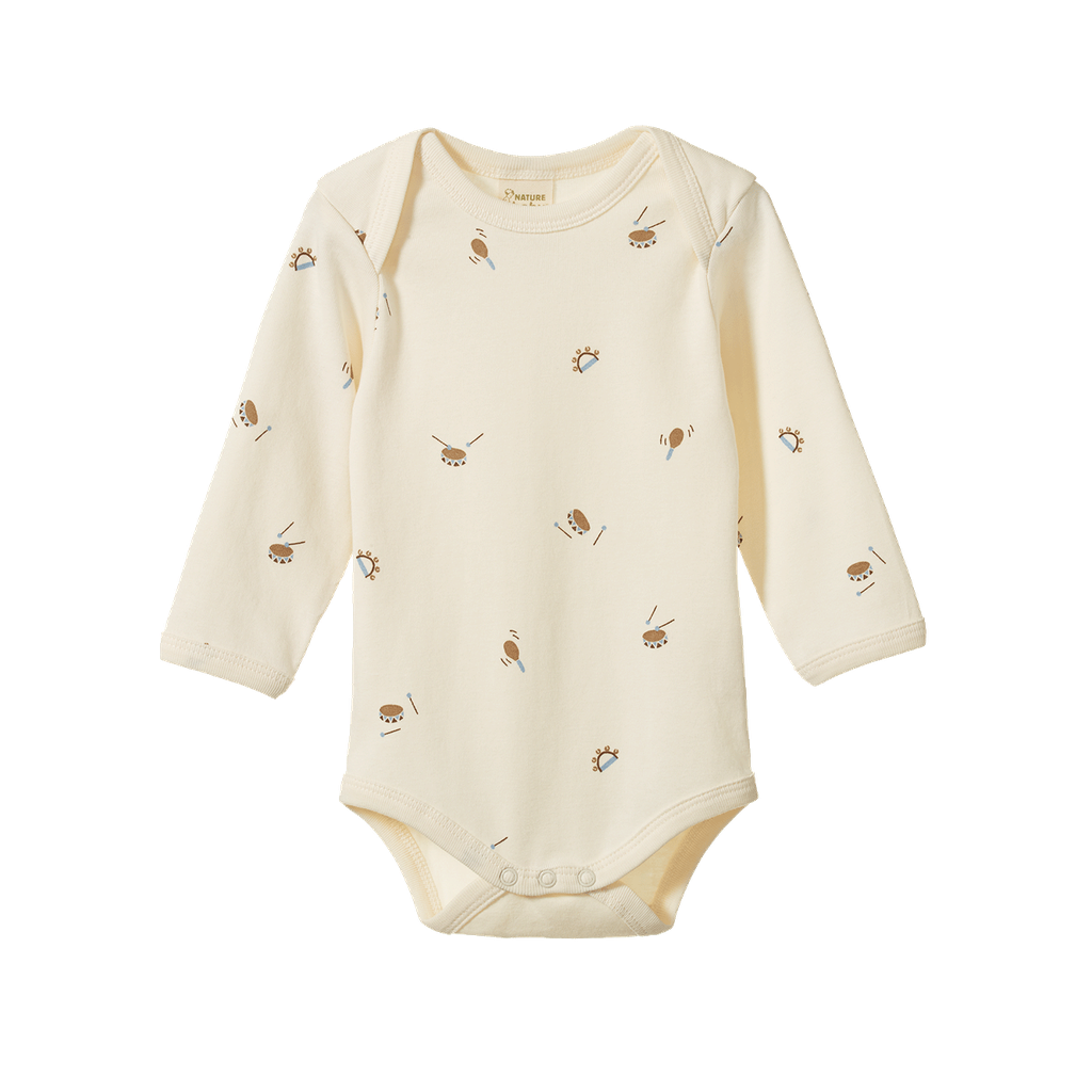 Long Sleeve Bodysuit - Mini Music Print