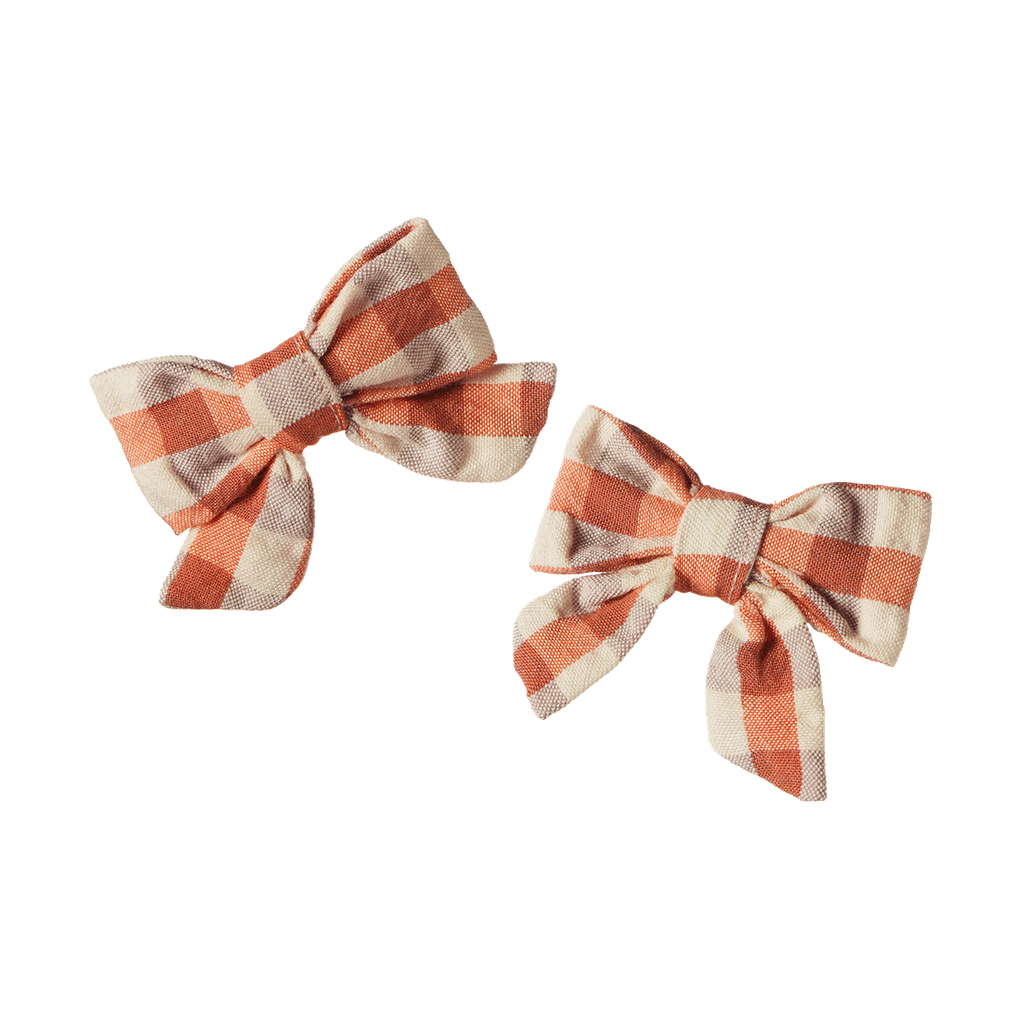 Bow Hair Clips - 2pk - Dandelion Gingham