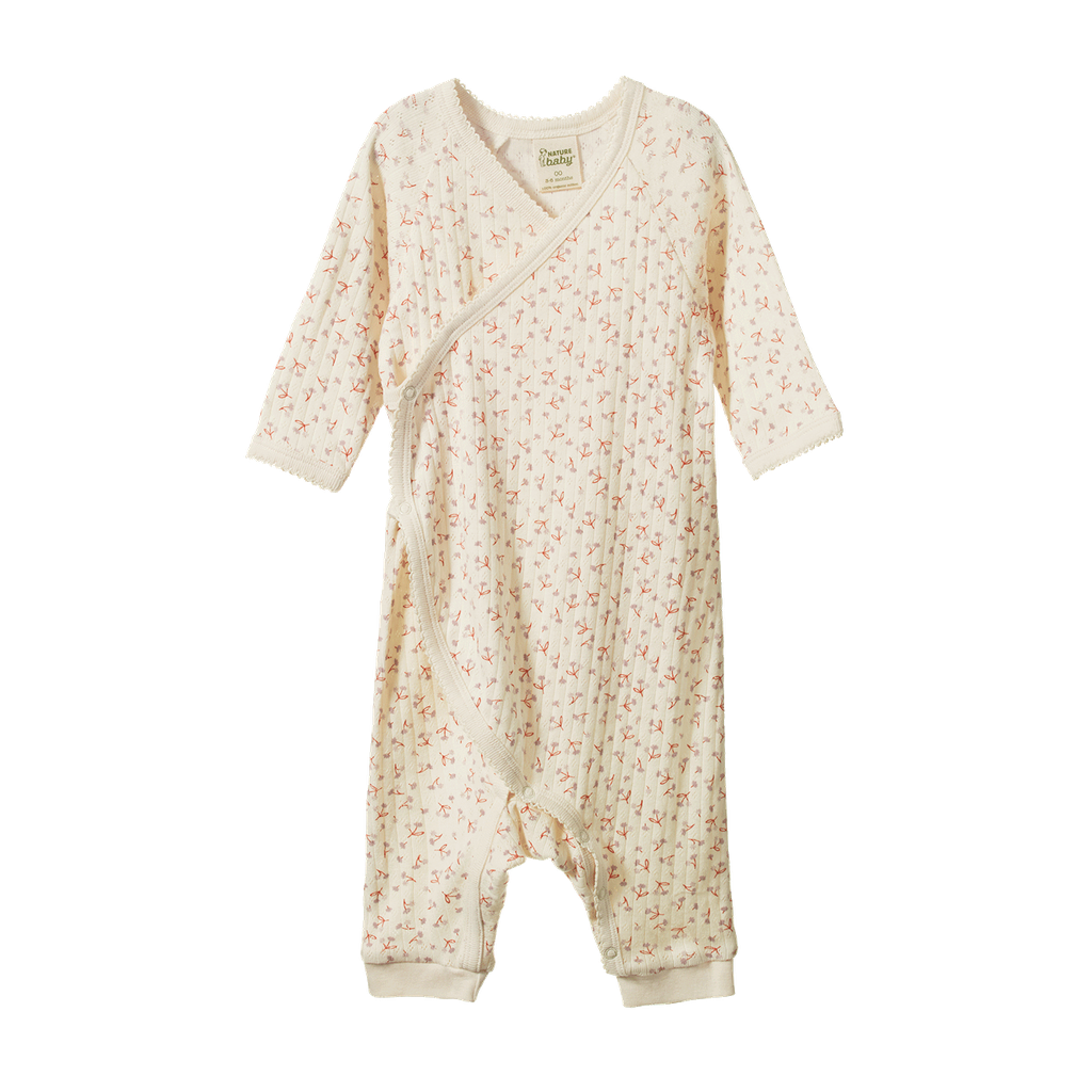 Pointelle Kimono Stretch and Grow - Dandelion Print