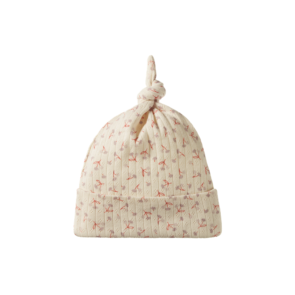 Knotted Beanie Pointelle - Dandelion Print