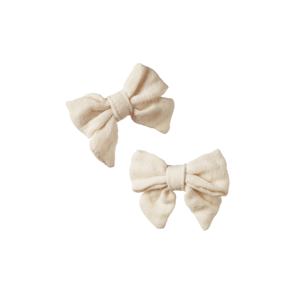 Bow Hair Clips - 2pk - Natural
