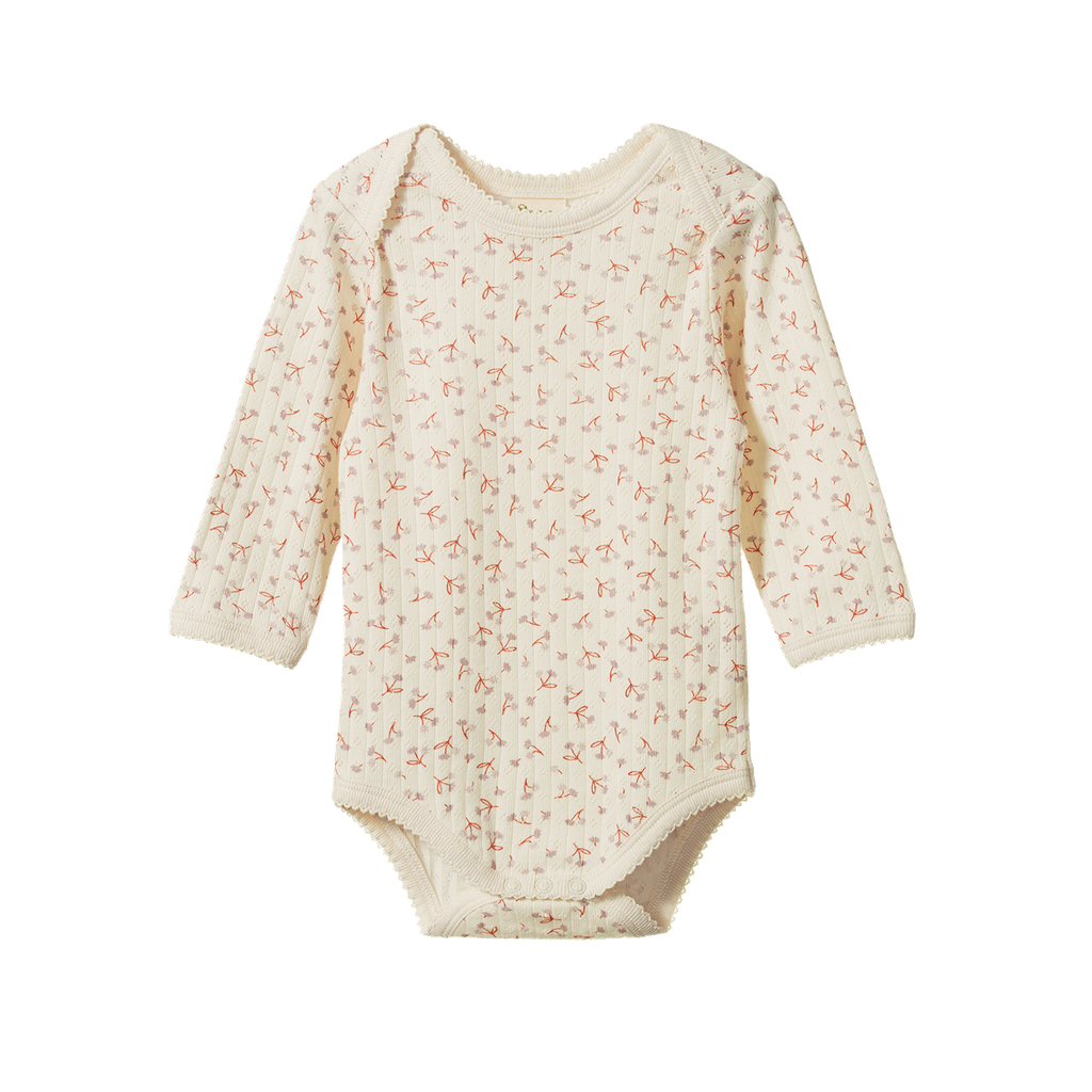 Long Sleeve Kimono Bodysuit Pointelle - Dandelion Print