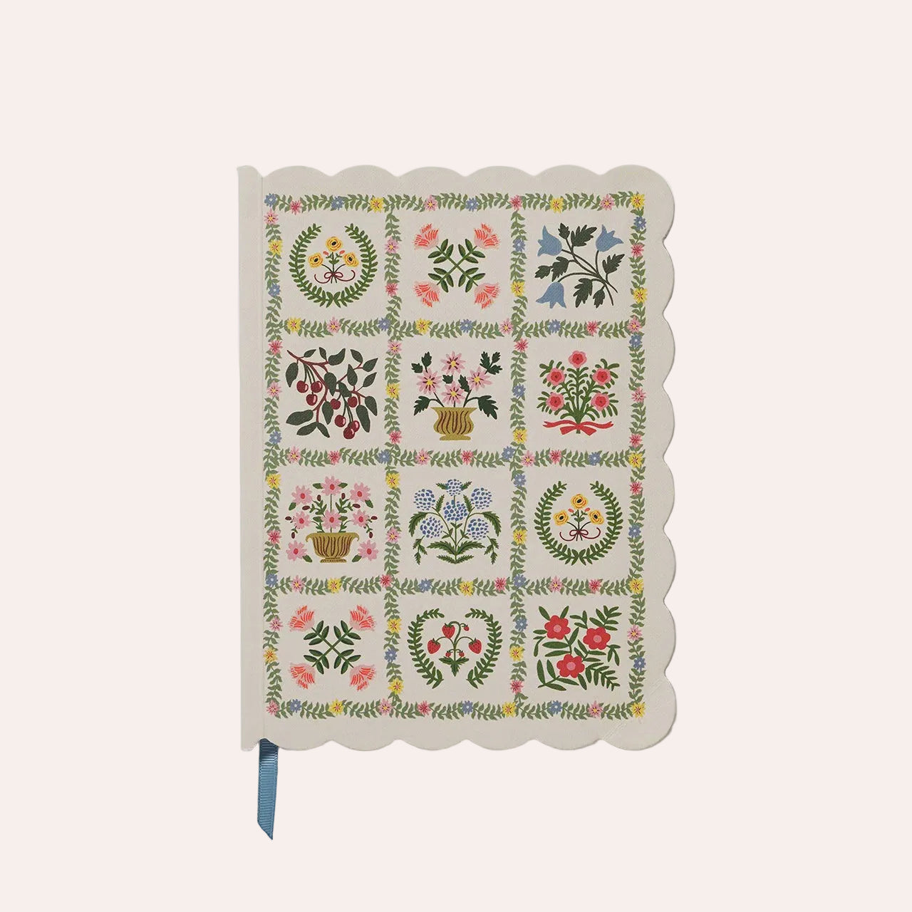 Rifle Paper Co Helena Softcover Journal with Scandi-inspired floral cover, scalloped edge and linen texture, stocked by Thinkers &amp; Makers in Melbourne, Australia.