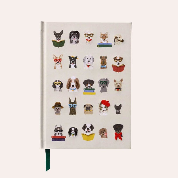 Rifle Paper Co - Embroidered Fabric Journal - Studious Dogs