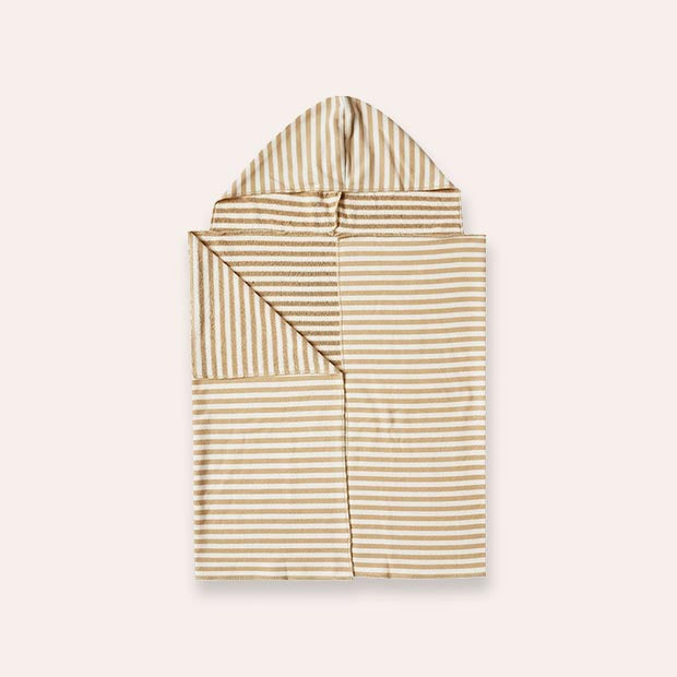 Beach Hooded Towel - Almond Stripe